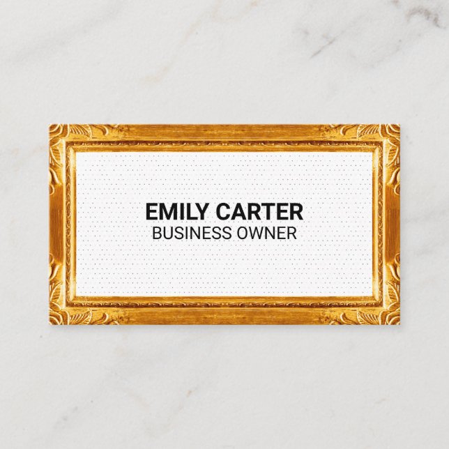Gold Frame Border | Boho Dot Pattern Business Card (Front)