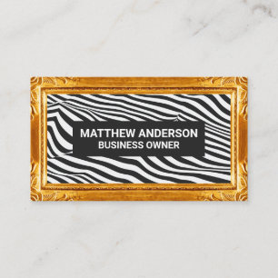 Gold Frame Border Stripes Pattern Business Card