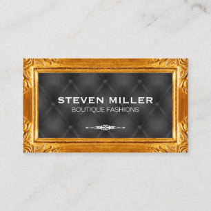 Gold Frame Borders Black Upholstered Padding Business Card