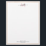 gold frame chic script monogram  letterhead<br><div class="desc">An elegant gold frame with a monogram and personalized script and text. The colours can be customized to match business,  personal and company colours.</div>