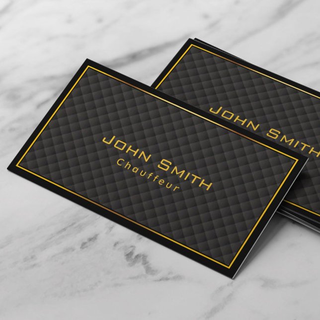 Gold Frame Diamond Grids Chauffeur Business Card (Creator Uploaded)