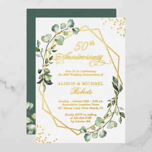 Gold Frame Eucalyptus Leaves Wedding Anniversary