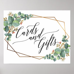 Gold Frame Eucalyptus Wedding Cards and Gifts sign