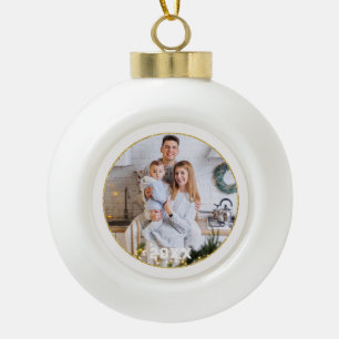 Gold Frame Family Photo Christmas Ornament