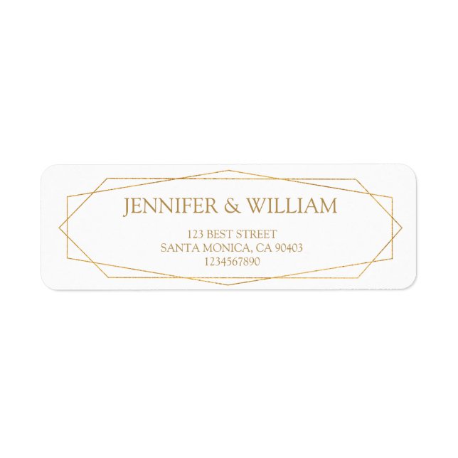 Gold Frame Geometric Return Address Label (Front)