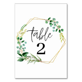  Gold Frame Greenery Wedding Table Number