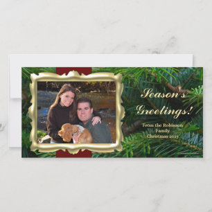 Gold Frame Horizontal Christmas Photo Cards