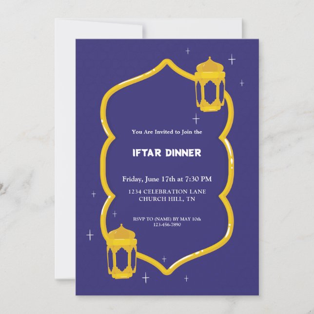 gold frame iftar invitation (Front)