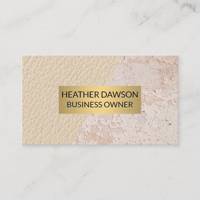 Gold Frame | Leather | Grungy Texture Business Card (Front)