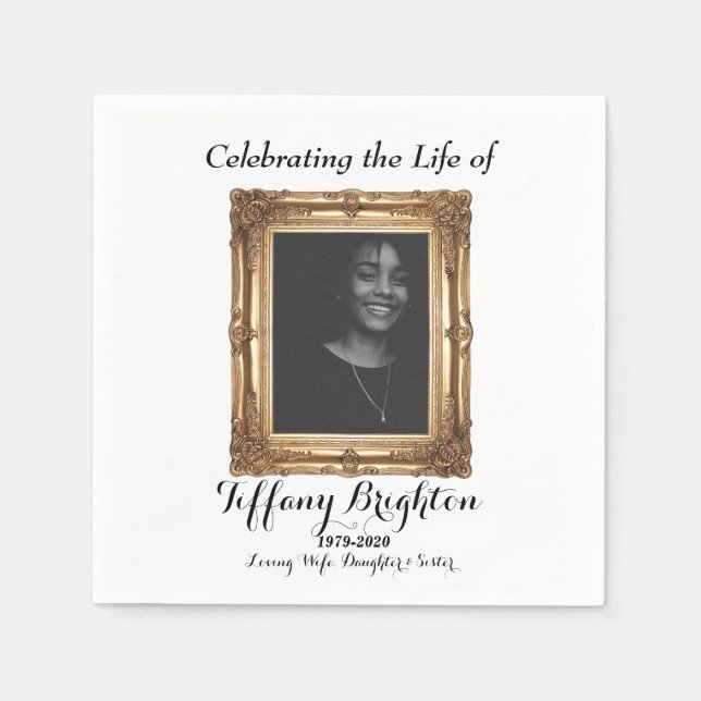 Gold Frame Memorial Napkins  (Front)