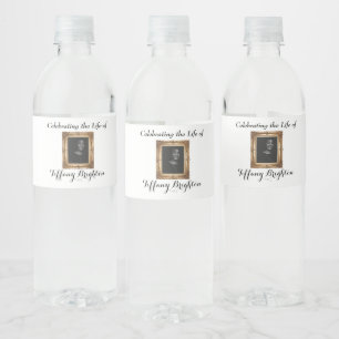Gold Frame Memorial Water Bottle Label