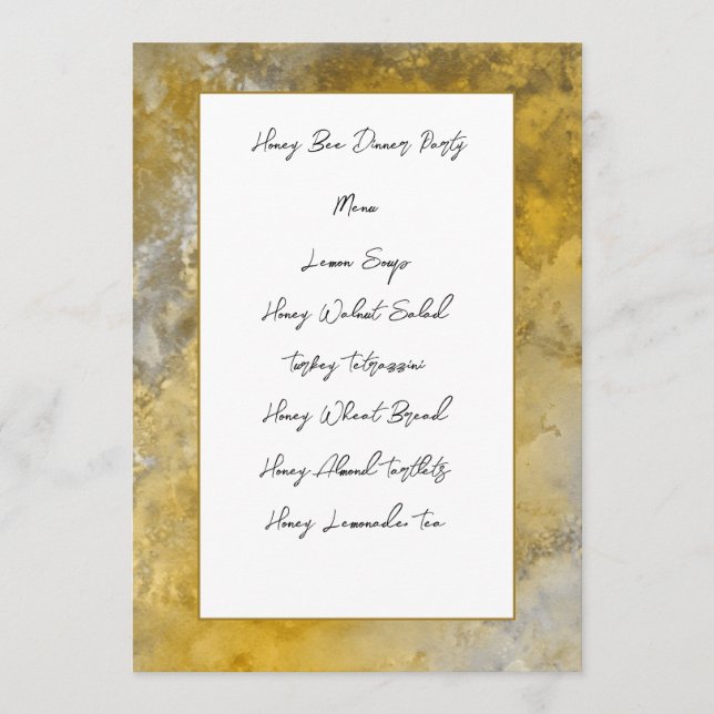 Gold Frame Menu Card (Front)