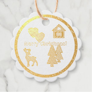 Gold frame ,new year , Christmas , deer , house , Favour Tags
