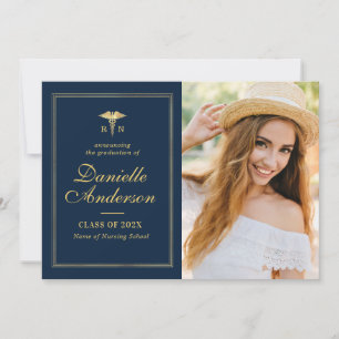 gold frame nursing graduation announcement