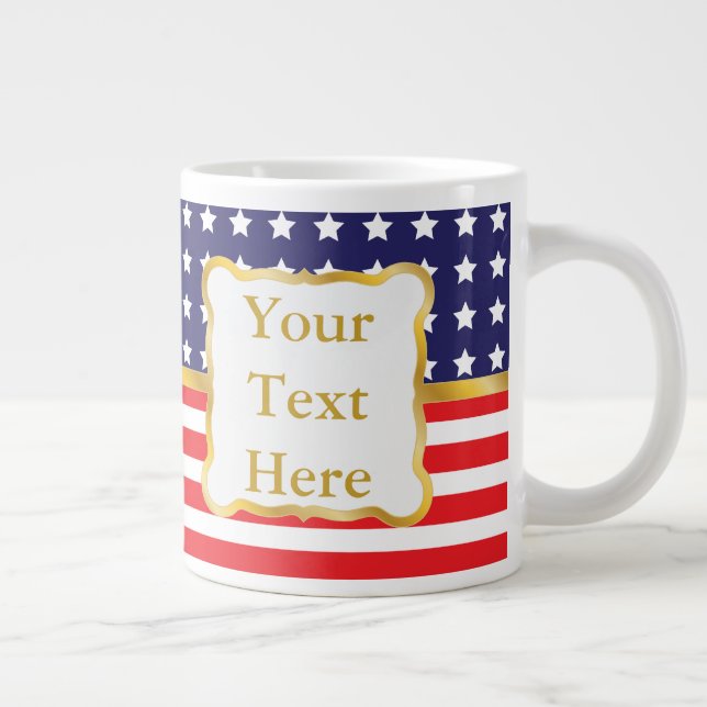 Gold Frame Over Patriotic Background Large Coffee Mug (Right)