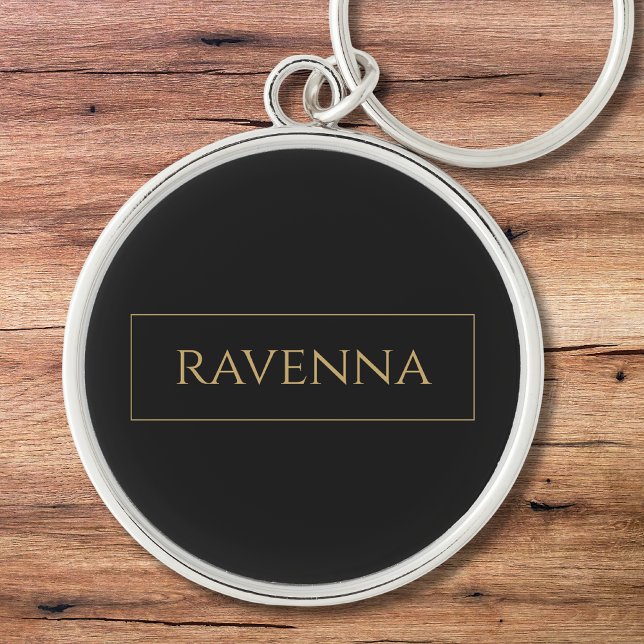Gold Frame Personalized Name Deep Black Luxury Keychain (Creator Uploaded)