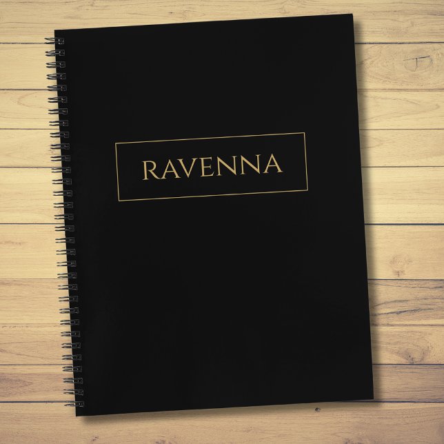 Gold Frame Personalized Name Deep Black Luxury Notebook (Creator Uploaded)