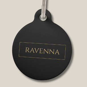 Gold Frame Personalized Name Deep Black Luxury Pet Tag
