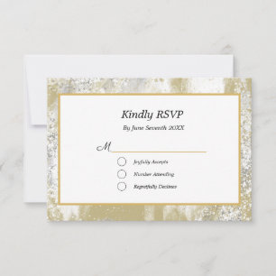Gold Frame Silver and Gold Splatters Wedding RSVP Card