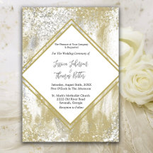 Gold Frame Silver &Gold Splatters Abstract Wedding