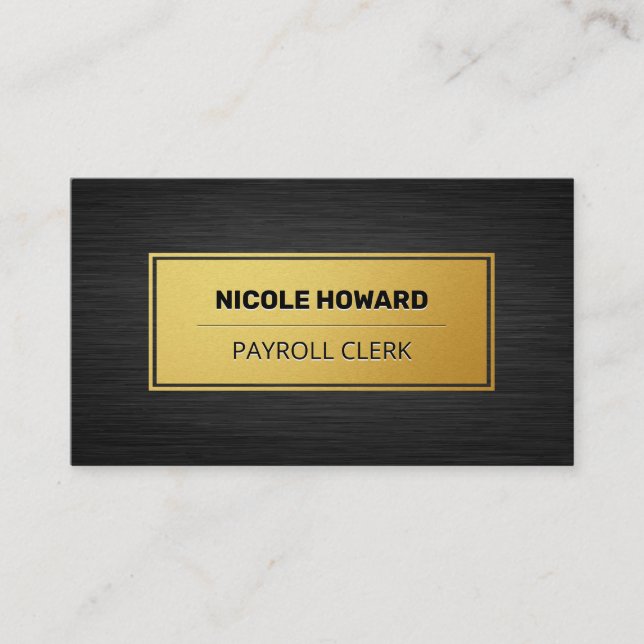 Gold Frame | Sleek Dark Metallic Background Business Card (Front)
