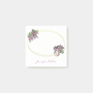 Gold Frame Template Handwritten Text Watercolor Post-it Notes