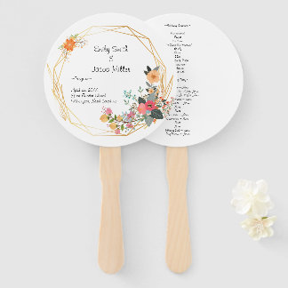 Gold Frame Wedding Program Fan