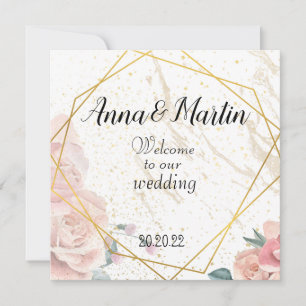  gold frame with flowers  invitation