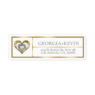 Gold Frame With Gold & Diamonds Double Heart