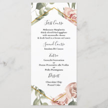 Gold frame with roses quinceañera Menu Template