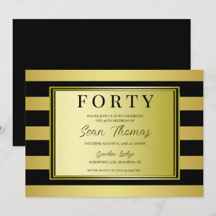Gold Framed 40th Birthday Invitation