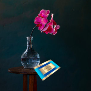 Gold Framed Elegant Professional Blue Ocean Business Card