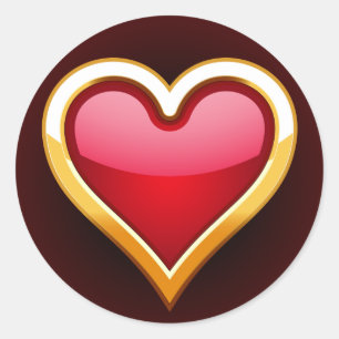 GOLD FRAMED HEART CLASSIC ROUND STICKER