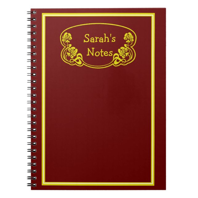 Gold Framed Ornate Nameplate Notebook (Front)