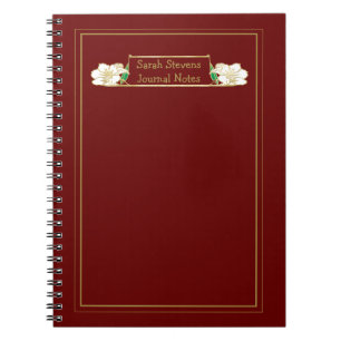 Gold Framed Ornate White Floral Notebook