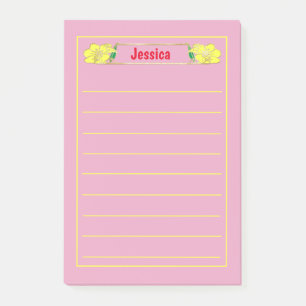 Gold Framed Ornate Yellow Floral Graphic Post-it Notes