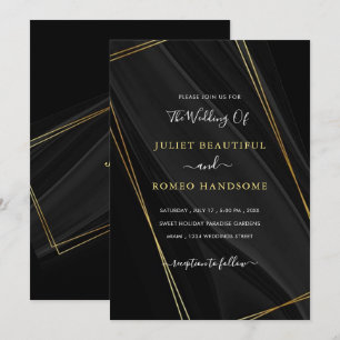 Gold Frames Luxury Golden Black Wedding Invitation