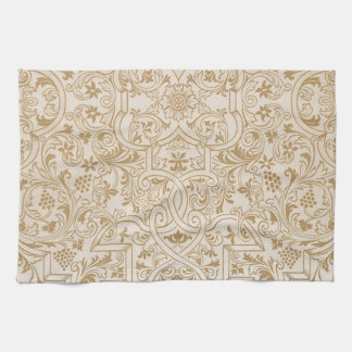 Gold Franco-Oriental Filigree Pattern Fancy Design Kitchen Towel