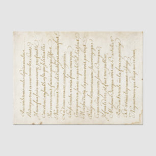 Gold French Calligraphy Vintage Script Parchment Tissue Paper