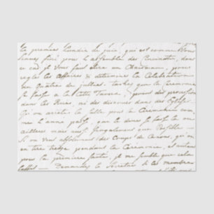 Gold French Script Handwriting Letter Decoupage Tissue Paper