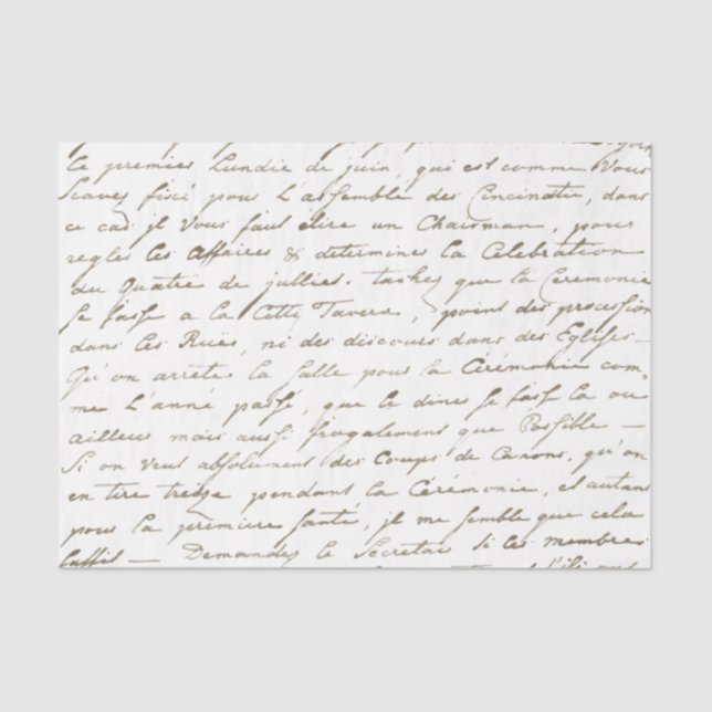 Gold French Script Handwriting Letter Decoupage    Tissue Paper (Front)