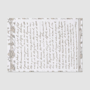 Gold French Script Vintage Floral Chinoiserie Tissue Paper