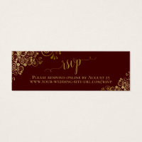 Gold Frills Auburn Brown Wedding RSVP Online Card