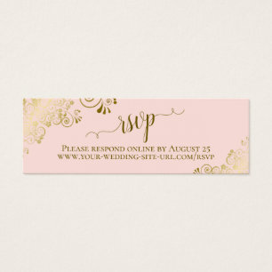 Gold Frills Blush Pink Wedding RSVP Online Card