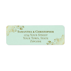 Gold Frills Chic Mint Green Mariage Adresse de ret