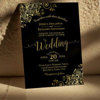 Gold Frills Elegant Black Wedding