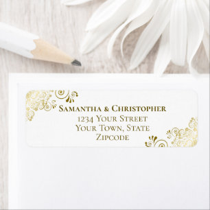 Gold Frills Elegant Mariage blanc Adresse de retou
