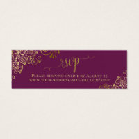 Gold Frills Magenta Plum Wedding Carte en ligne RS