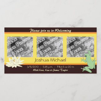 Gold Frog and Lotus Birth Announcements