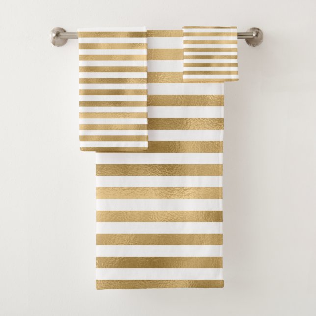 Gold Frozen Stripes  Bath Towel Set (Insitu)